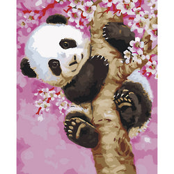 Panda Climbing The Tree Beautiful Painting 40*50CM - Voilet Panda Store